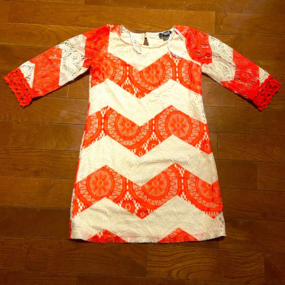 White and orange junior girls dress